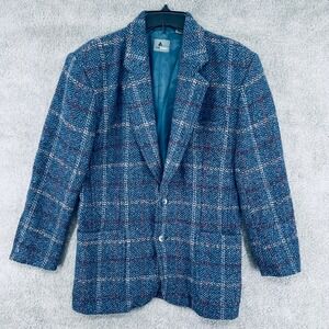 Vintage Lizwear Claiborne Wool Plaid Tweed Jacket Size 4 Academic 90s Oversized